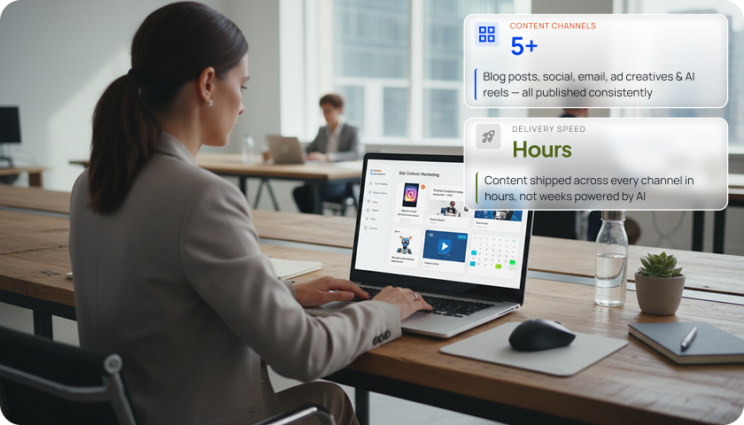 Content shipped across every channel in hours, not weeks